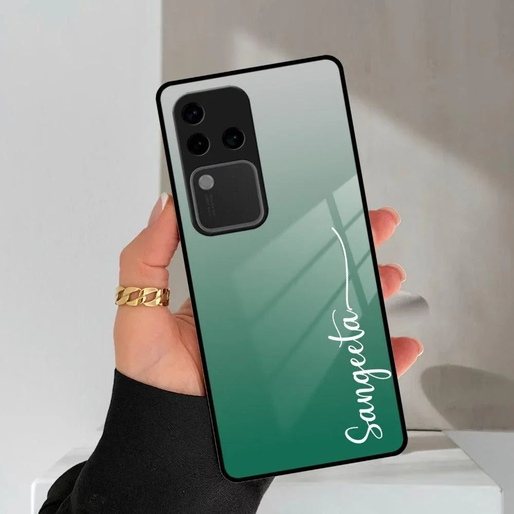 Customize Name Gradient Glass Case Cover Green For Vivo - ShopOnCliQ