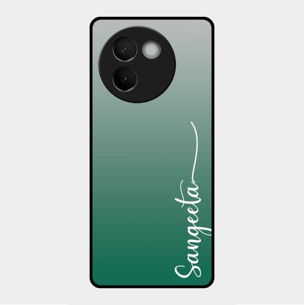 Customize Name Gradient Glass Case Cover Green For Vivo V30E 5G
