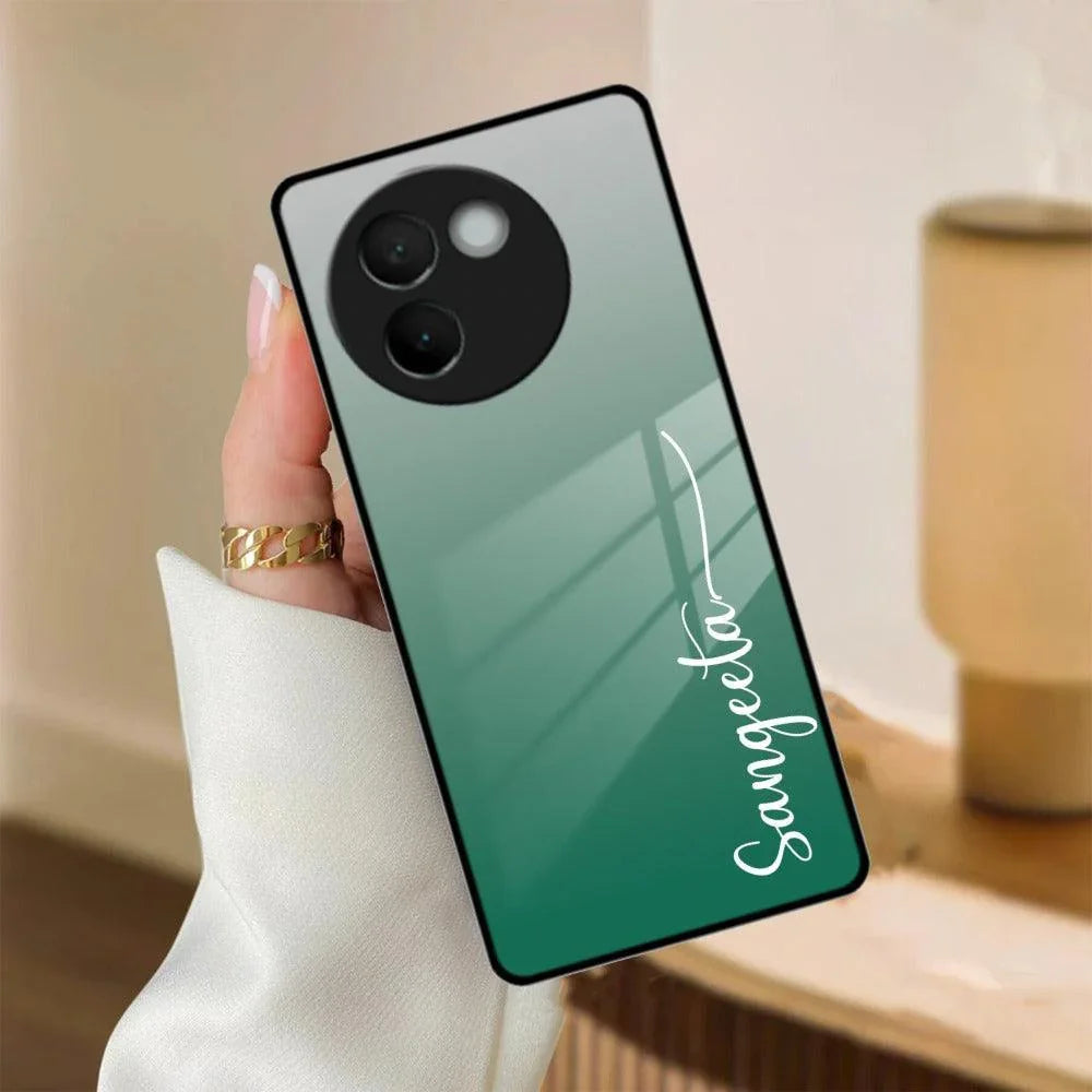 Customize Name Gradient Glass Case Cover Green For Vivo - ShopOnCliQ