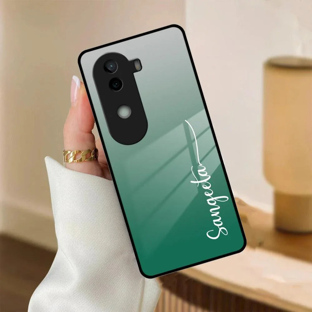 Customize Name Gradient Glass Case Cover Green For iQOO - ShopOnCliQ