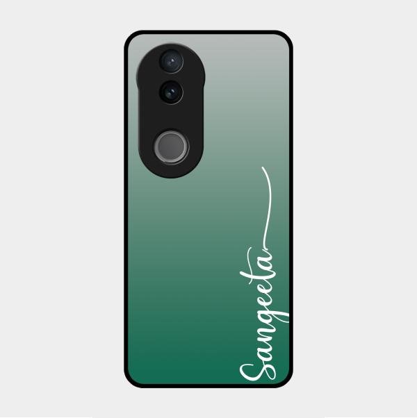 Customize Name Gradient Glass Case Cover Green For Vivo V50 5G