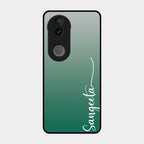 Customize Name Gradient Glass Case Cover Green For Vivo V50E 5G