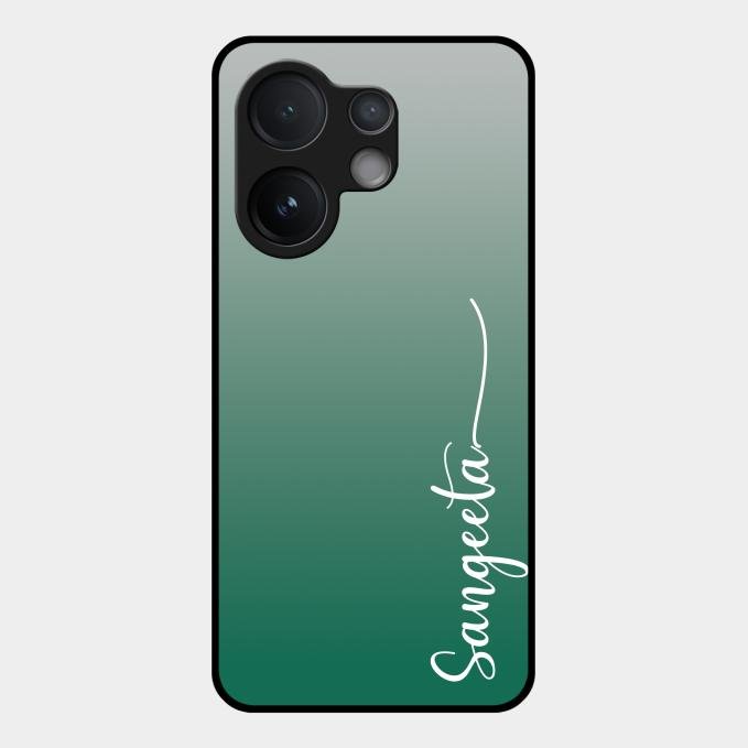 Customize Name Gradient Glass Case Cover Green For Vivo V60 5G