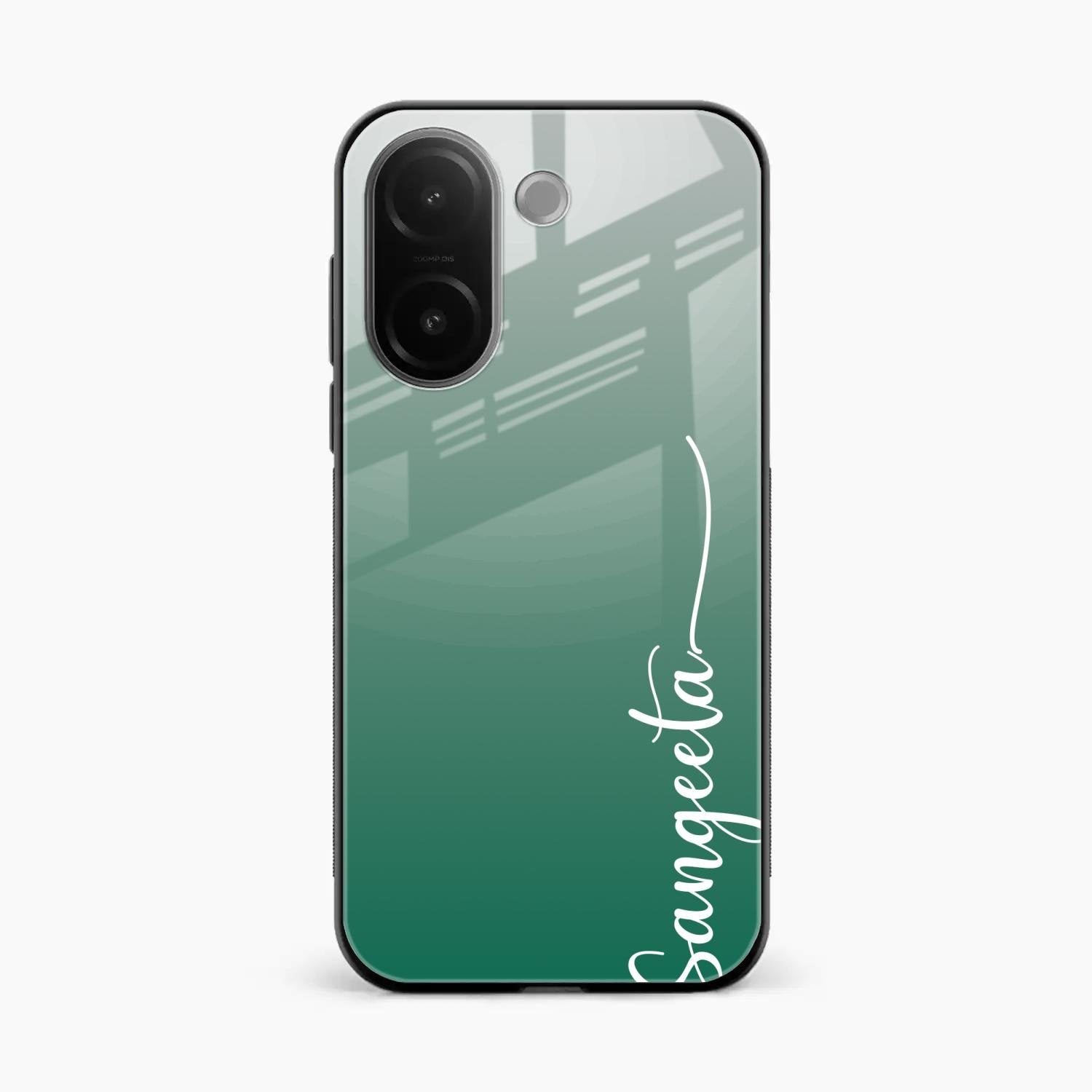 Customize Name Gradient Glass Case Cover Green For Vivo V60e 5G