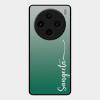 Customize Name Gradient Glass Case Cover Green For Vivo X100 5G
