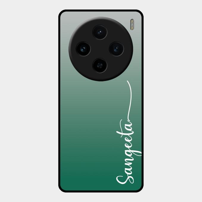 Customize Name Gradient Glass Case Cover Green For Vivo X100 5G