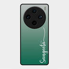 Customize Name Gradient Glass Case Cover Green For Vivo X100 Pro 5G