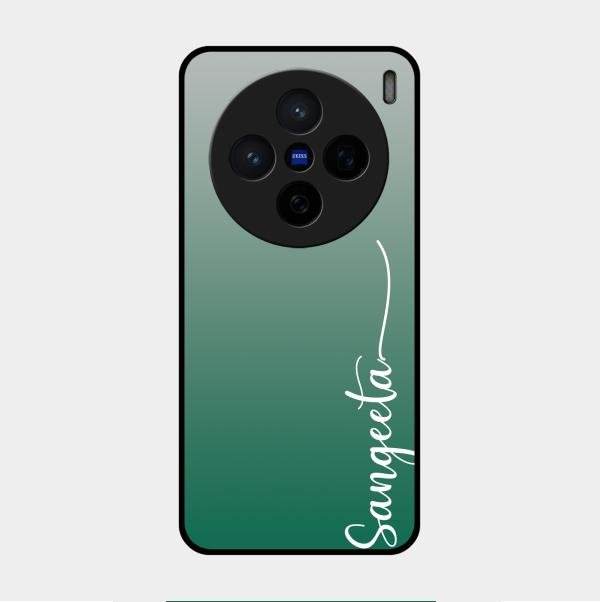 Customize Name Gradient Glass Case Cover Green For Vivo X200 5G