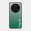 Customize Name Gradient Glass Case Cover Green For Vivo X200 5G