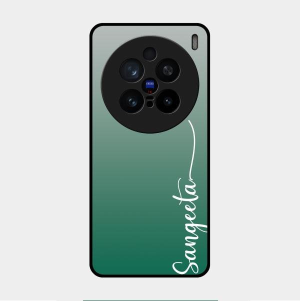 Customize Name Gradient Glass Case Cover Green For Vivo X200 Pro 5G