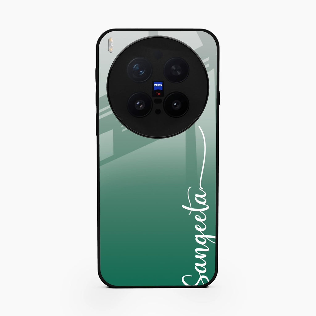 Customize Name Gradient Glass Case Cover Green For Vivo X300 Pro 5G