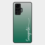 Customize Name Gradient Glass Case Cover Green For Vivo X50 Pro 5G
