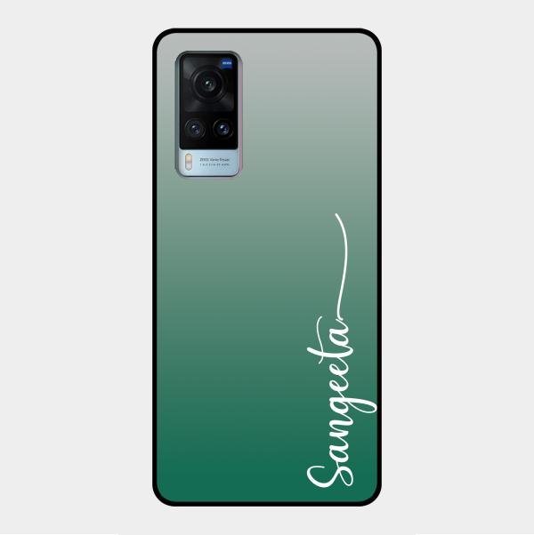 Customize Name Gradient Glass Case Cover Green For Vivo X60 5G
