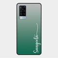 Customize Name Gradient Glass Case Cover Green For Vivo X60 5G