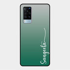 Customize Name Gradient Glass Case Cover Green For Vivo X60 5G