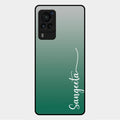 Customize Name Gradient Glass Case Cover Green For Vivo X60 Pro 5G