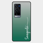 Customize Name Gradient Glass Case Cover Green For Vivo X60 Pro Plus 5G