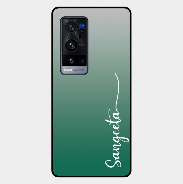 Customize Name Gradient Glass Case Cover Green For Vivo X60 Pro Plus 5G