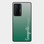 Customize Name Gradient Glass Case Cover Green For Vivo X70 Pro 5G