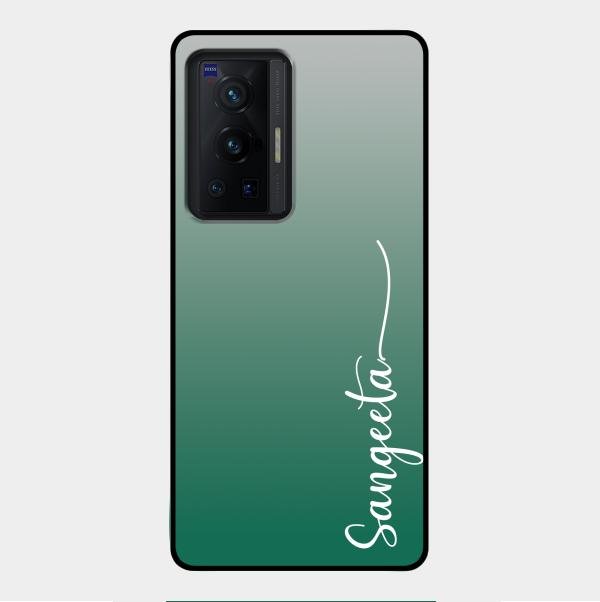 Customize Name Gradient Glass Case Cover Green For Vivo X70 Pro 5G
