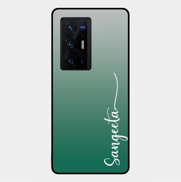 Customize Name Gradient Glass Case Cover Green For Vivo X70 Pro Plus 5G
