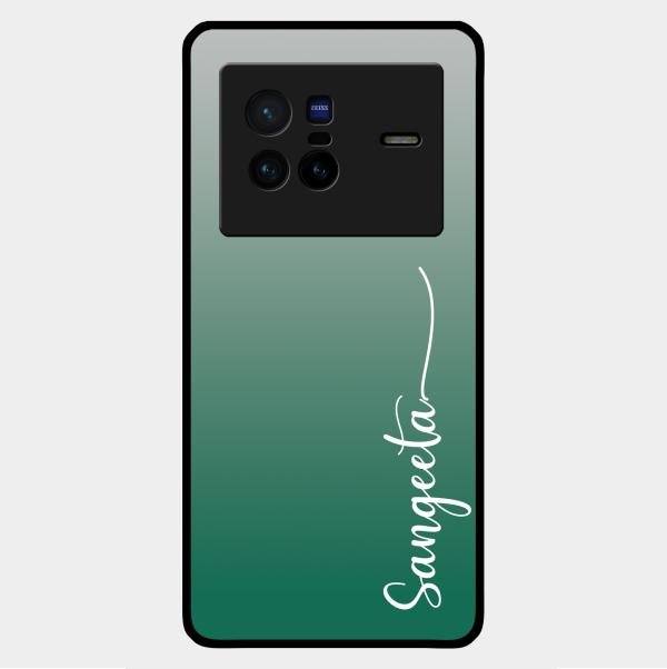 Customize Name Gradient Glass Case Cover Green For Vivo X80 5G