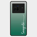 Customize Name Gradient Glass Case Cover Green For Vivo X80 5G