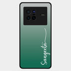 Customize Name Gradient Glass Case Cover Green For Vivo X80 5G