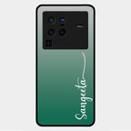 Customize Name Gradient Glass Case Cover Green For Vivo X80 Pro 5G