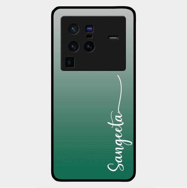Customize Name Gradient Glass Case Cover Green For Vivo X80 Pro 5G