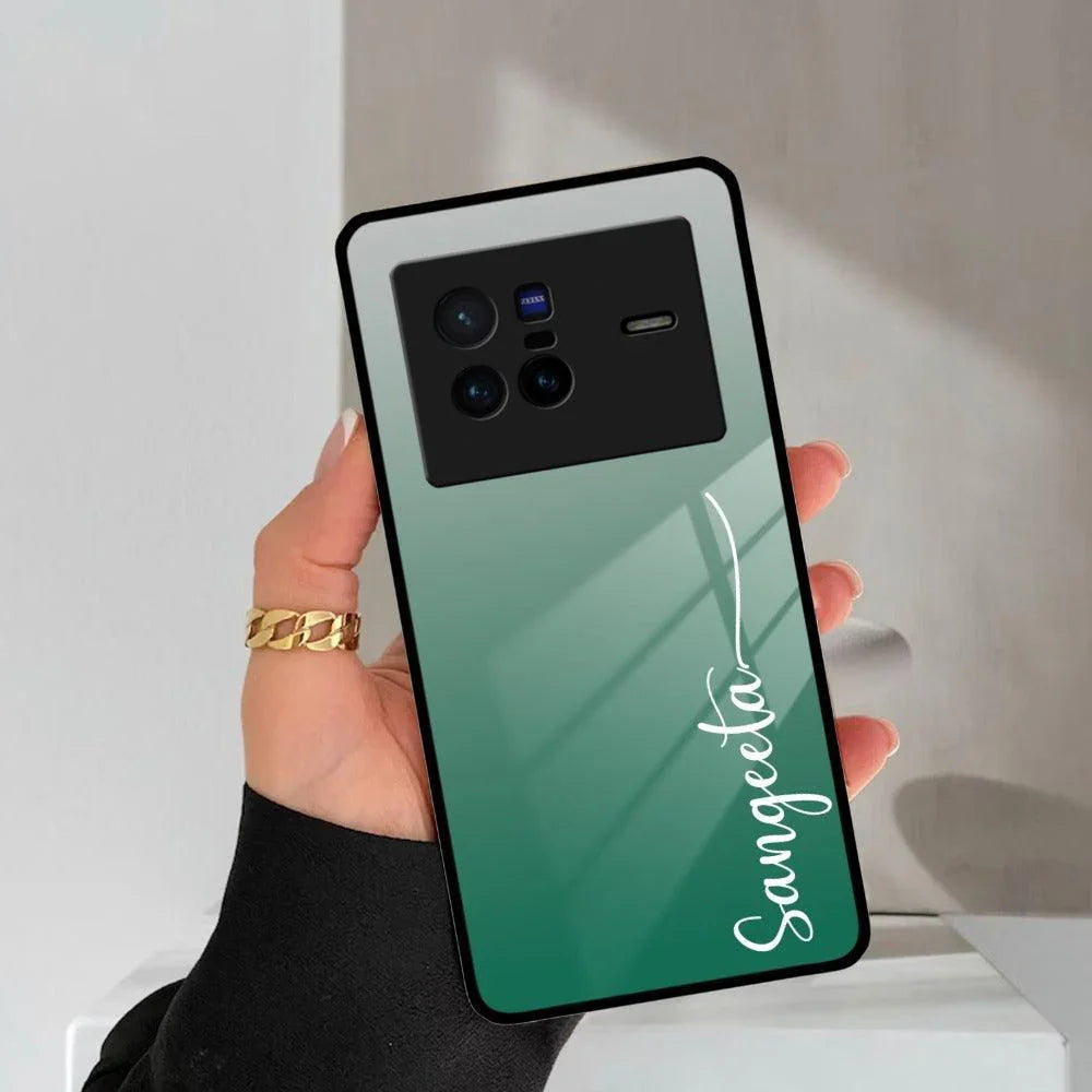 Customize Name Gradient Glass Case Cover Green For Vivo - ShopOnCliQ
