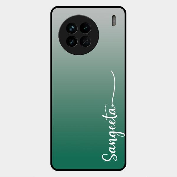 Customize Name Gradient Glass Case Cover Green For Vivo X90 5G