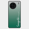 Customize Name Gradient Glass Case Cover Green For Vivo X90 5G