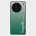 Customize Name Gradient Glass Case Cover Green For Vivo X90 Pro 5G