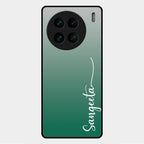 Customize Name Gradient Glass Case Cover Green For Vivo X90 Pro 5G