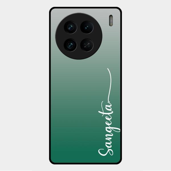 Customize Name Gradient Glass Case Cover Green For Vivo X90 Pro 5G