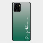 Customize Name Gradient Glass Case Cover Green For Vivo Y01