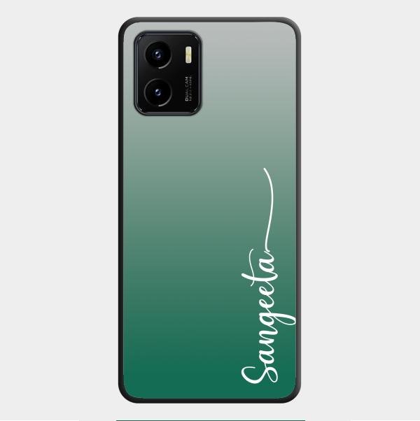 Customize Name Gradient Glass Case Cover Green For Vivo Y01
