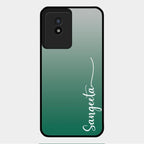 Customize Name Gradient Glass Case Cover Green For Vivo Y02T