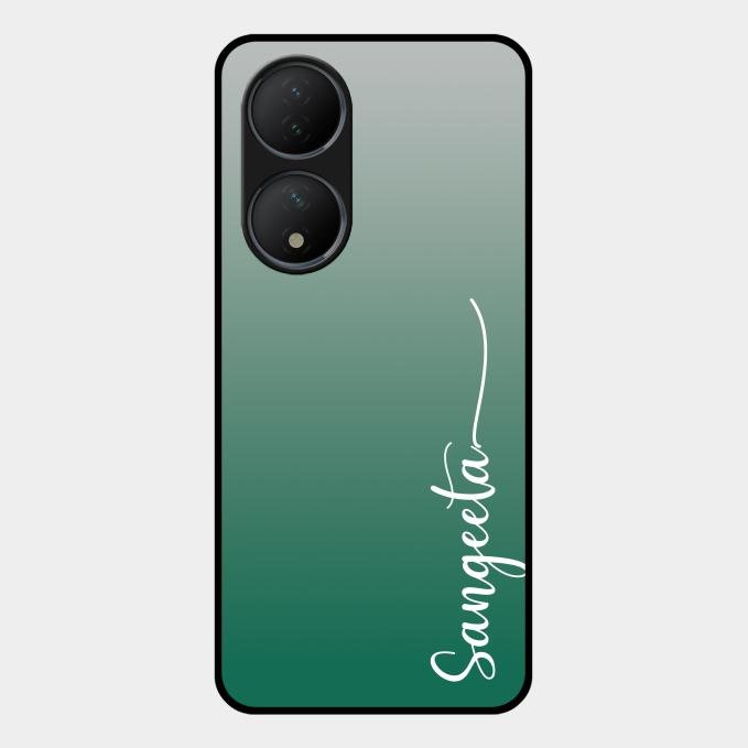 Customize Name Gradient Glass Case Cover Green For Vivo Y100 5G