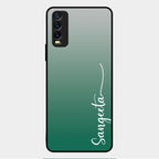 Customize Name Gradient Glass Case Cover Green For Vivo Y12G