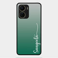 Customize Name Gradient Glass Case Cover Green For Vivo Y16
