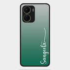 Customize Name Gradient Glass Case Cover Green For Vivo Y16