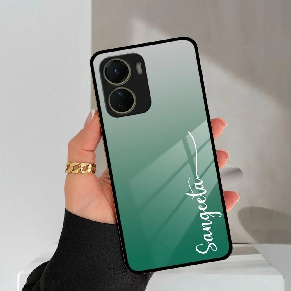 Customize Name Gradient Glass Case Cover Green For Vivo - ShopOnCliQ