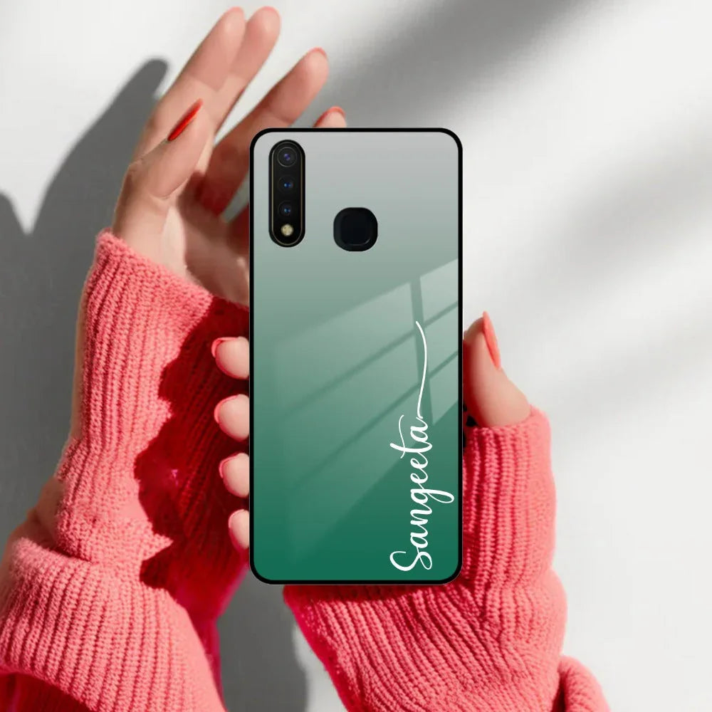 Customize Name Gradient Glass Case Cover Green For Vivo - ShopOnCliQ