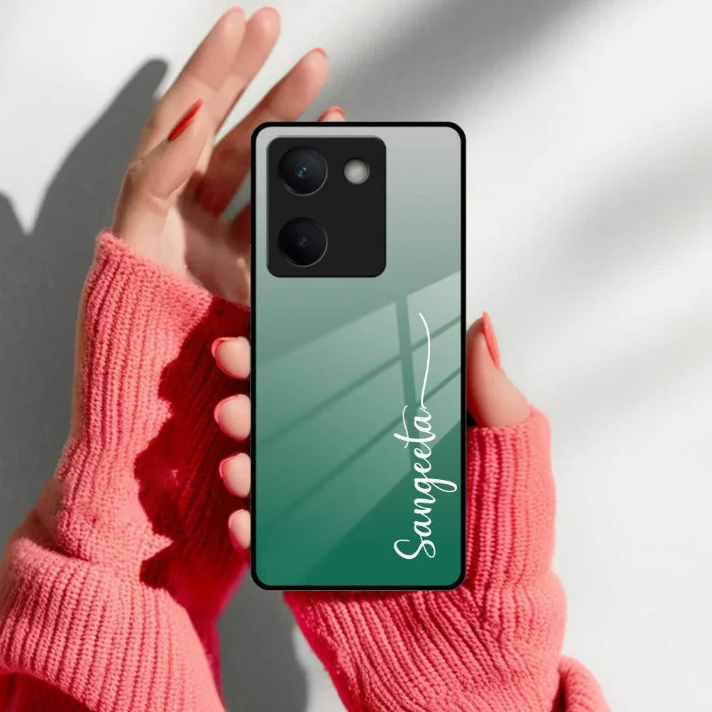 Customize Name Gradient Glass Case Cover Green For Vivo - ShopOnCliQ
