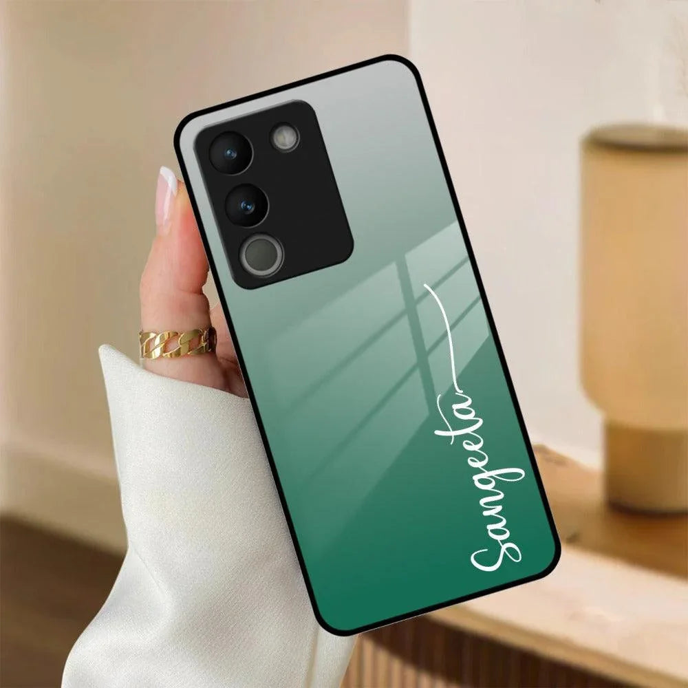 Customize Name Gradient Glass Case Cover Green For Vivo - ShopOnCliQ