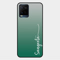 Customize Name Gradient Glass Case Cover Green For Vivo Y21G