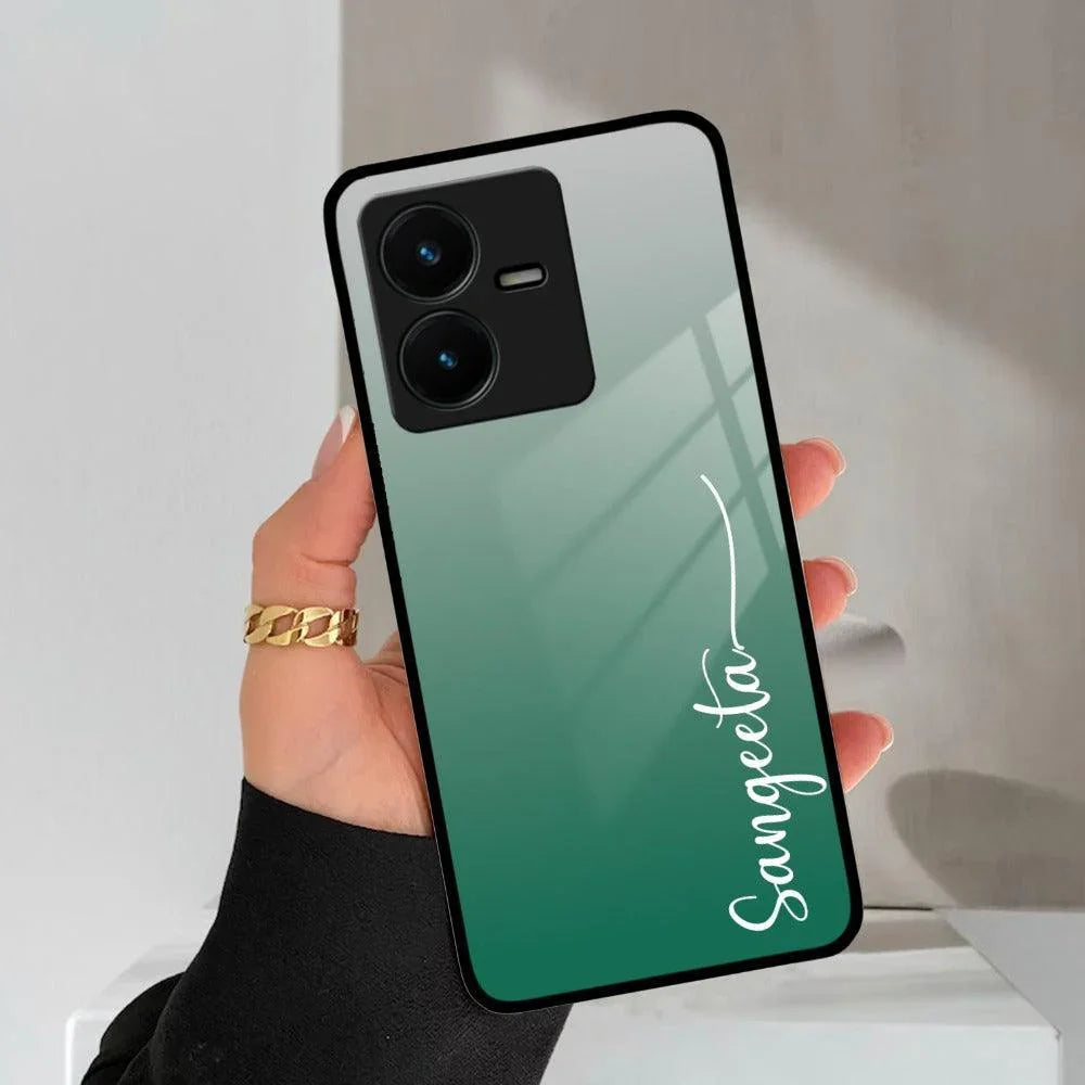 Customize Name Gradient Glass Case Cover Green For Vivo - ShopOnCliQ