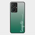 Customize Name Gradient Glass Case Cover Green For Vivo Y27